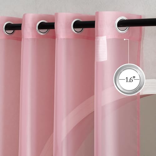 Pink Sheer Curtains 2 Panels for Girls Room (Pink / 54"W x 84"L (Pack of 2))
