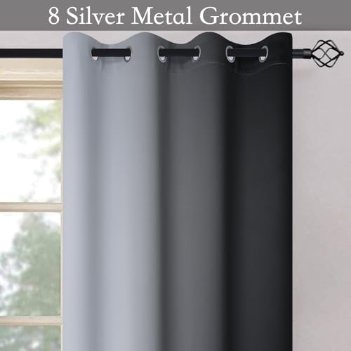 Black to White Ombre Room Darkening Curtains 84 inches (52"W x 84"L (Pack of 1) / Black Left)
