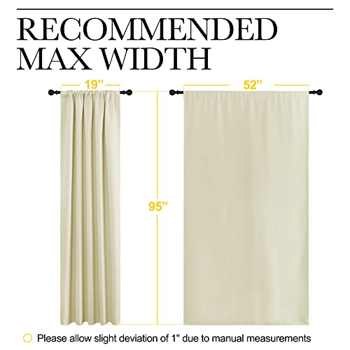Room Darkening Curtains for Bedroom (Beige / 52"W x 95"L (Pack of 2))