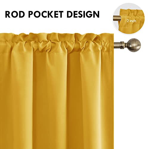 Blackout Curtains for Bedroom Living Room 42 x 72 Inch Long Yellow (Yellow / 42"W x 72"L (Pack of 2))