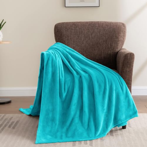 Fleece Blanket Soft Plush Throw for Couch Peacock 50"x70" (Teal / Throw XL(50"x70"))