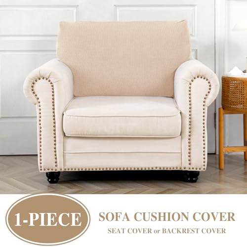 Couch Cushion Cover Seat Cushion Cover Stretch Armchair Cover Separate Sectional Sofa Slipcovers Furniture Protector (Natural / 1PC Seat Cover or Backrest)