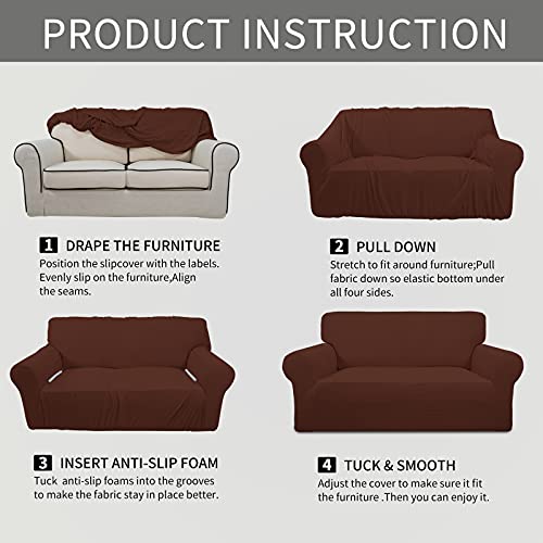 Stretch Oversized Sofa Couch Slipcover Washable Coffee (X-Large Sofa / Coffee)