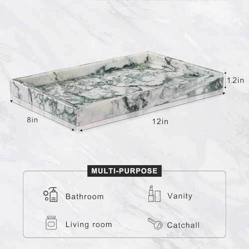 Marble Bathroom Tray for Countertop & Home Decor (Jade Green)
