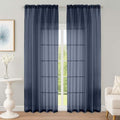 Navy Blue Sheer Curtain 90 Inches Long 2 Panels Set (Navy Blue / 59"W x 90"L (Pack of 2))