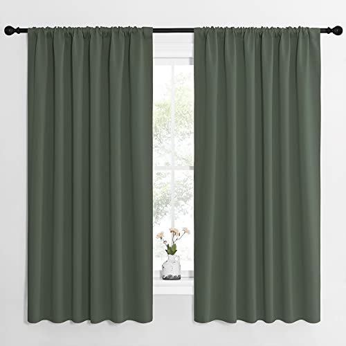 Bedroom Curtains Blackout Draperies (Dark Mallard / 62"W x 63"L (Pack of 2))