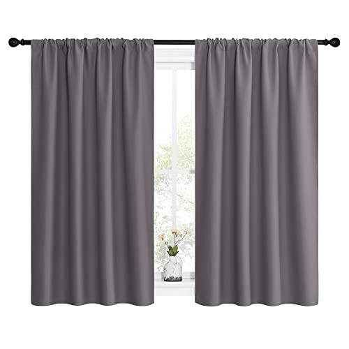 Grey Blackout Curtains for Bedroom 42" Wide x 54" Long 2 Panels (Grey / 42"W x 54"L (Pack of 2))