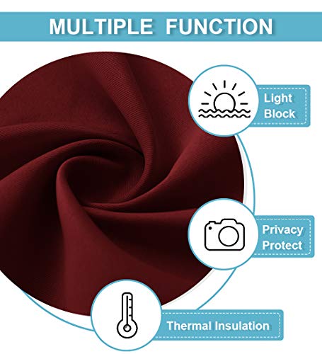 Small Window Curtains 45 inches Length for Kitchen Cafe Bathroom (Burgundy Red / 42"W x 45"L (Pack of 2))