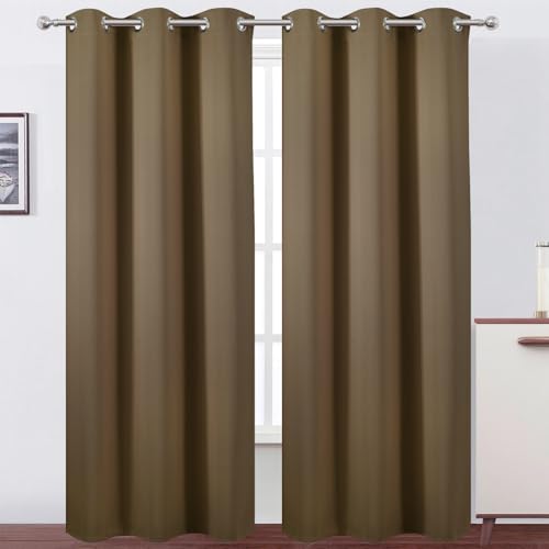 Brown Thermal Blackout Curtains (Brown / 42"W x 95"L (Pack of 2))