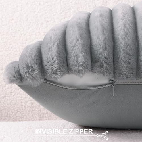 Faux Fur Decorative Throw Pillow Covers 24x24 Set of 2 (Grey / 24" x 24" (Pack of 2))