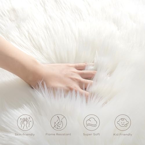 Ashler Faux Fur Rug (7' x 5' (Rectangular) / C-white)
