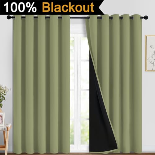 Sage Blackout Curtains 84 Inches Long for Bedroom 70" Wide 2 Panel (70"W x 84"L (Pack of 2) / Sage)