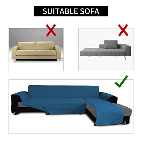 Reversible L Shape Sectional Couch Cover (X-Large / Peacock Blue/Peacock Blue)