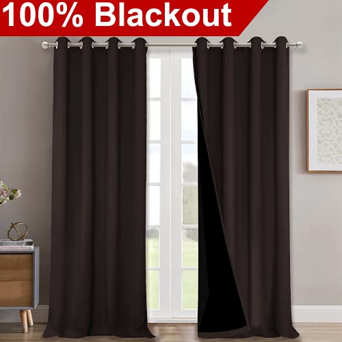 Cold Blocking 100% Blackout Curtains (Brown / 52"W x 95"L (Pack of 2))