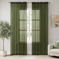 Olive Green Sheer Curtains 54 X 84 Inches (Olive Green / 54"W x 84"L (Pack of 2))