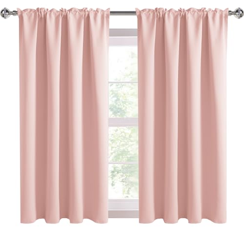 Blackout Curtains for Bedroom 52 x 45 Inch Long Blush Pink 2 Panels (Blush Pink / 52"W x 45"L (Pack of 2))