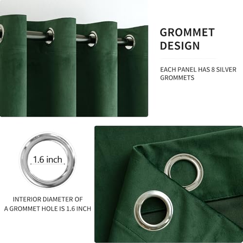 Velvet Curtains Christmas Emerald Green 52 x 90 Inch Length Set of 2 (Emerald Green / 52"W x 90"L (Pack of 2))