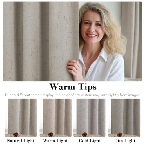 100% Blackout Linen Curtains 90" L 2 Panels Stone (Stone / 52"W x 90"L (Pack of 2))