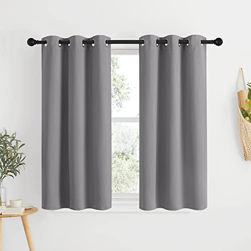 Silver Grey Blackout Curtain Panels for Bedroom (Silver Gray / 34"W x 48"L (Pack of 2))