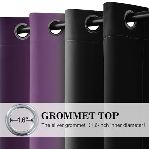 Blackout Ombre Purple and Black Curtains for Bedroom (52"W x 84"L (Pack of 2) / Purple and Black)