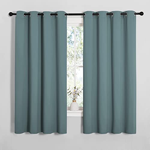 Modern Blackout Curtains Noise Reducing (Greyish Blue / 55"W x 68"L (Pack of 2))