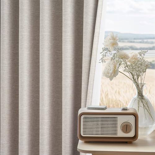 105 Inches Long Blackout Natural Linen Curtains for Bedroom (Natural Linen / 52"W x 105"L (Pack of 2))