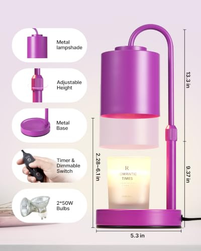 Dimmable Candle Warmer Lamp with Timer (Purple)