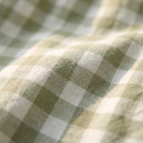 Plaid Ruffle Throw Pillow Shams (24" x 24" (Pack of 2) / Muted Sage Green Gingham)