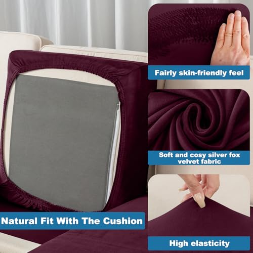 Couch Cover 3 (Wine / 2 Seater + Chaise)