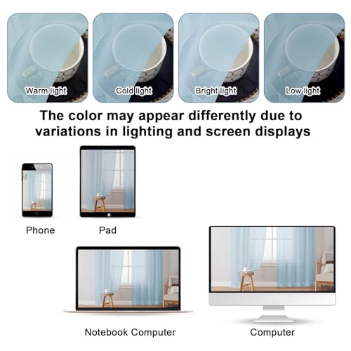 Sky Blue Sheer Curtains 90 Inches Long for Bedroom Living Room 2 Panels Set (Sky Blue / 42"W x 90"L (Pack of 2))