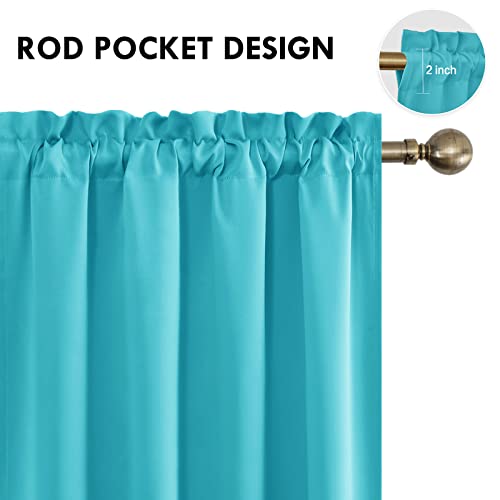 Blackout Curtains for Bedroom Living Room 52 x 63 Inch Long Turquoise (Turquoise / 52"W x 63"L (Pack of 2))