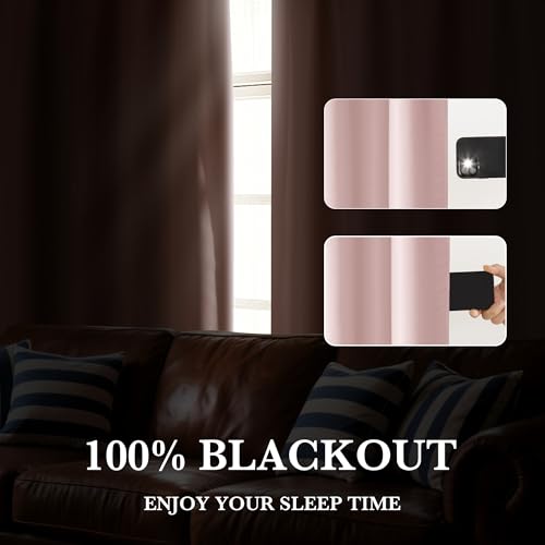Bedroom Blackout Curtains 84 inches Long (100% Blackout - Baby Pink / 42"W x 84"L (Pack of 2))