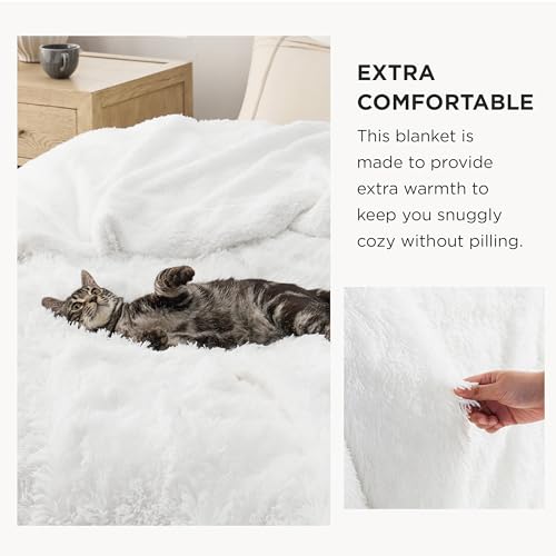 Faux Fur Fluffy Sherpa Fleece Queen Bed Blanket White 60"x80" (08- White / Queen (90" X 90"))