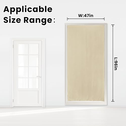 Self Adhesive Portable Blackout Curtains for Bedroom Easy to Install Window Thermal Lnsulated Kitchen Room Darkening Small Window Curtains (47"W x 96"L (Pack of 1) / Beige)