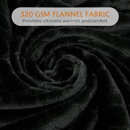 Fleece Blanket Fuzzy Plush Throw Blanket 50" x 60" (Black / Throw-50" x 60")