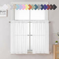 36 Inch White Sheer Curtains Tiers 2 PCS with Dual Rod Pockets (White / 40"W x 36"L (Pack of 2))