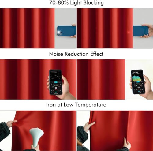 Christmas Red Back Tab Blackout Curtains 52x96 Inch Long 2 Panels (Red / 52"W x 96"L (Pack of 2))