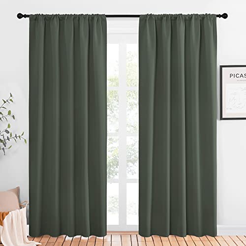 Bedroom Curtains Blackout Draperies (Dark Mallard / 52"W x 84"L (Pack of 2))