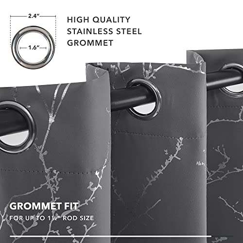 Living Room Curtains 63 Inches Long (Dark Grey/Tree Branch / 42"W x 63"L (Pack of 2))