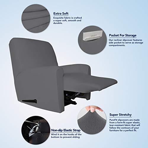 Stretc Recliner Chair Covers Fleece Soft Couch Covers for Sofa (Small Recliner Chair / Grey)
