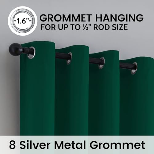 Dark Green 100% Blackout Curtains Room Darkening Living Room 72 (Dark Green / 52"W x 72"L (Pack of 2))