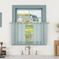 Short Kitchen Linen Curtains 24 Inch Length for Small Windows (Greyish Blue / 25"W x 24"L (Pack of 2))