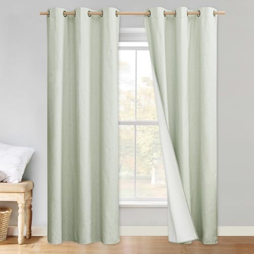 Sage Green Blackout Curtains for Boy's Room 52" w x 80" L 2 Panels (34"W x 80"L (Pack of 2) / Sage Green)