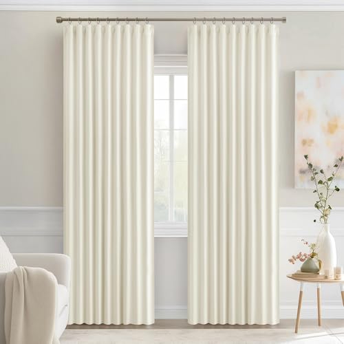 Cream Back Tab Blackout Curtains 52x72 Inches Long 2 Panels Set (Cream / 52"W x 72"L (Pack of 2))