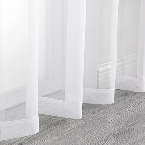White Sheer Curtains 68 Inch Length 2 Panels Set for Bedroom Living Room (White / 42"W x 68"L (Pack of 2))