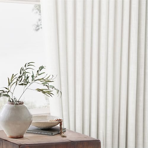 Beige White Pinch Pleat Semi Sheer Linen Curtain W70xL90 1 Panel (Beige White / 70"W x 90"L (Pack of 1))