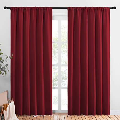 Christmas Burgundy Blackout Curtains and Drapes (Burgundy Red / 70"W x 84"L (Pack of 2))