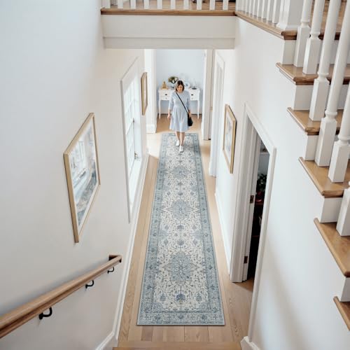 Washable Area Rug (Blue/White/Gray / 2'6" x 12' (Rectangular))