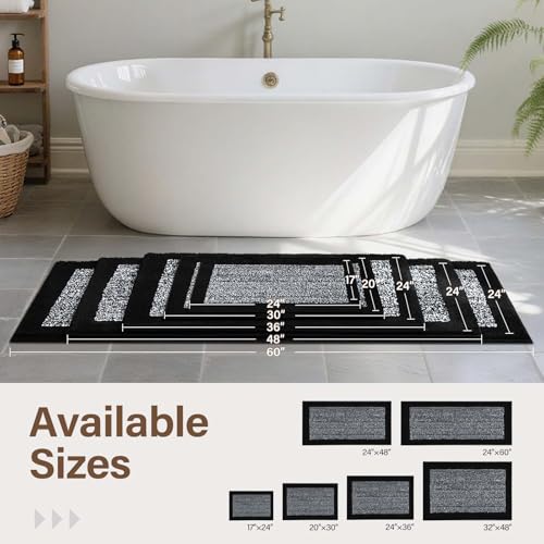 48x24 Long Bathroom Rugs Non Slip Washable (Black / 2' x 4' (Rectangular))