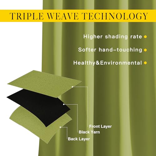 Room Darkening Curtains and Drapes for Window 95" L (Fresh Green / 80"W x 95"L (Pack of 2))